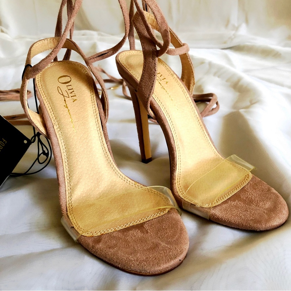 Faux Suede Lace-Up Heels (NWT)